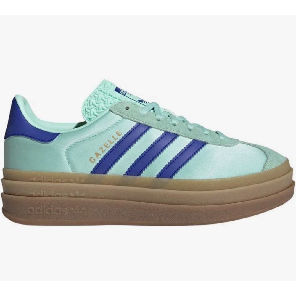 Adidas Gazelle Bold Women's Size 7.5 Shoes Clear Mint Lucid Blue Gold Metallic